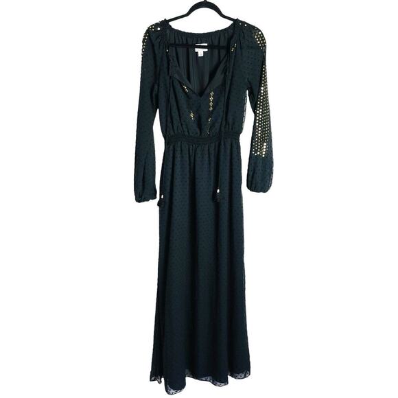 Altuzarra x Target Goth Maxi Dress Womens 4 Black Swiss Dot Sequin Detail Slit - Picture 2 of 11